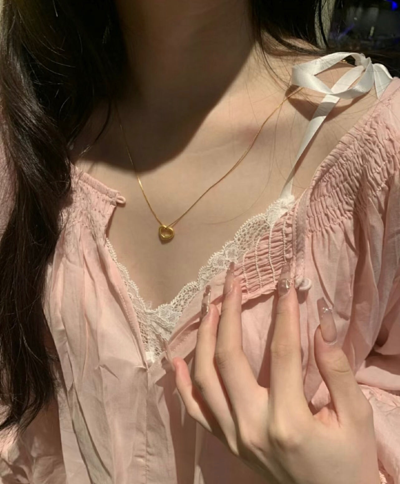 Tiffany & Co. Gold Brass Heart Necklace
