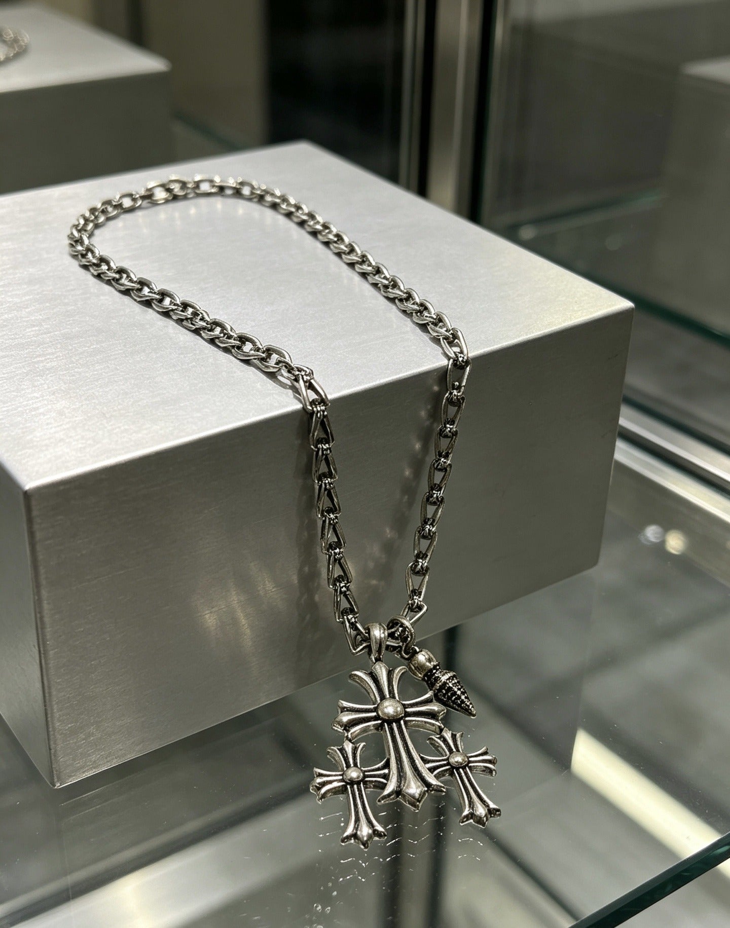 Chrome Hearts Sterling Silver Cross Necklace