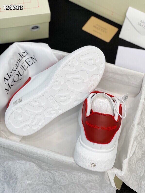 Alexander McQueen Women White Lambskin Leather Logo Sneakers