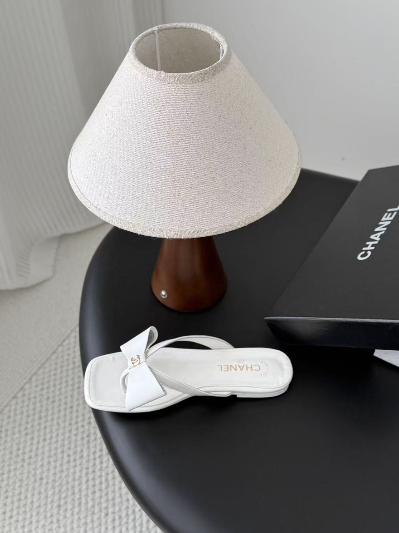Chanel Lambskin Leather Bow Slides