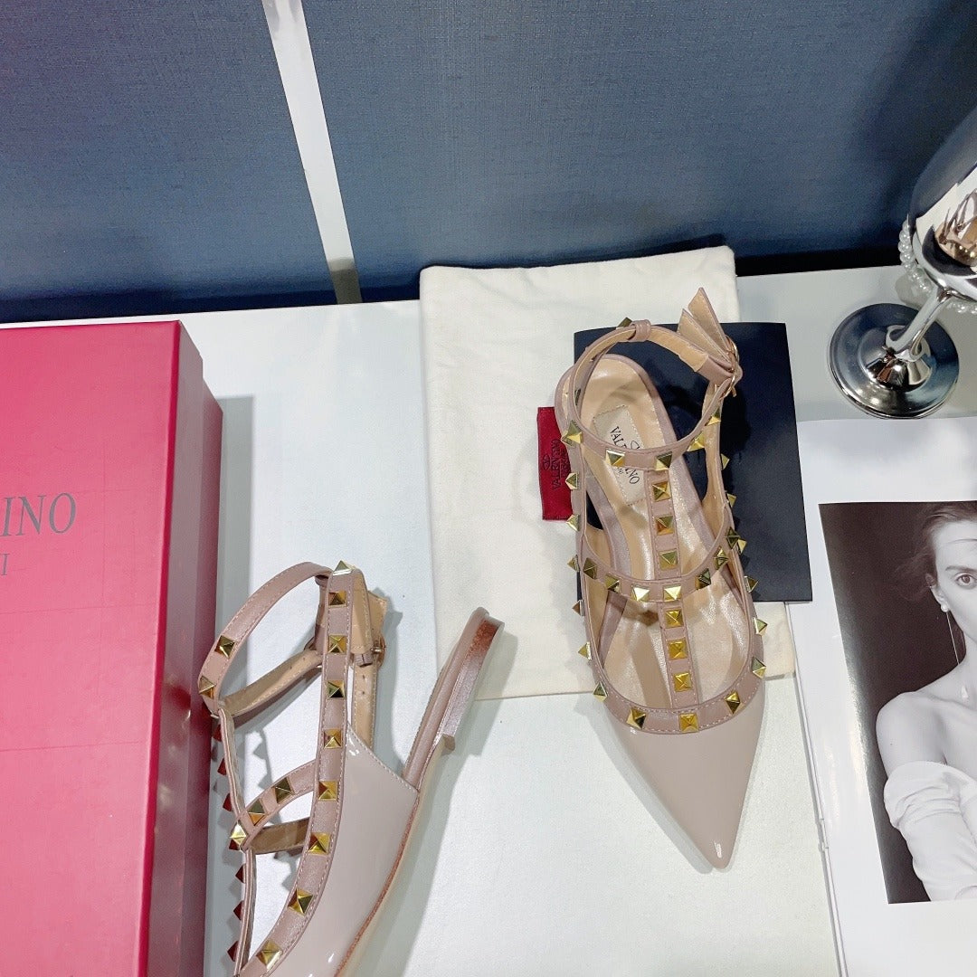 Valentino Lambskin Leather Pointed Toe Sandals