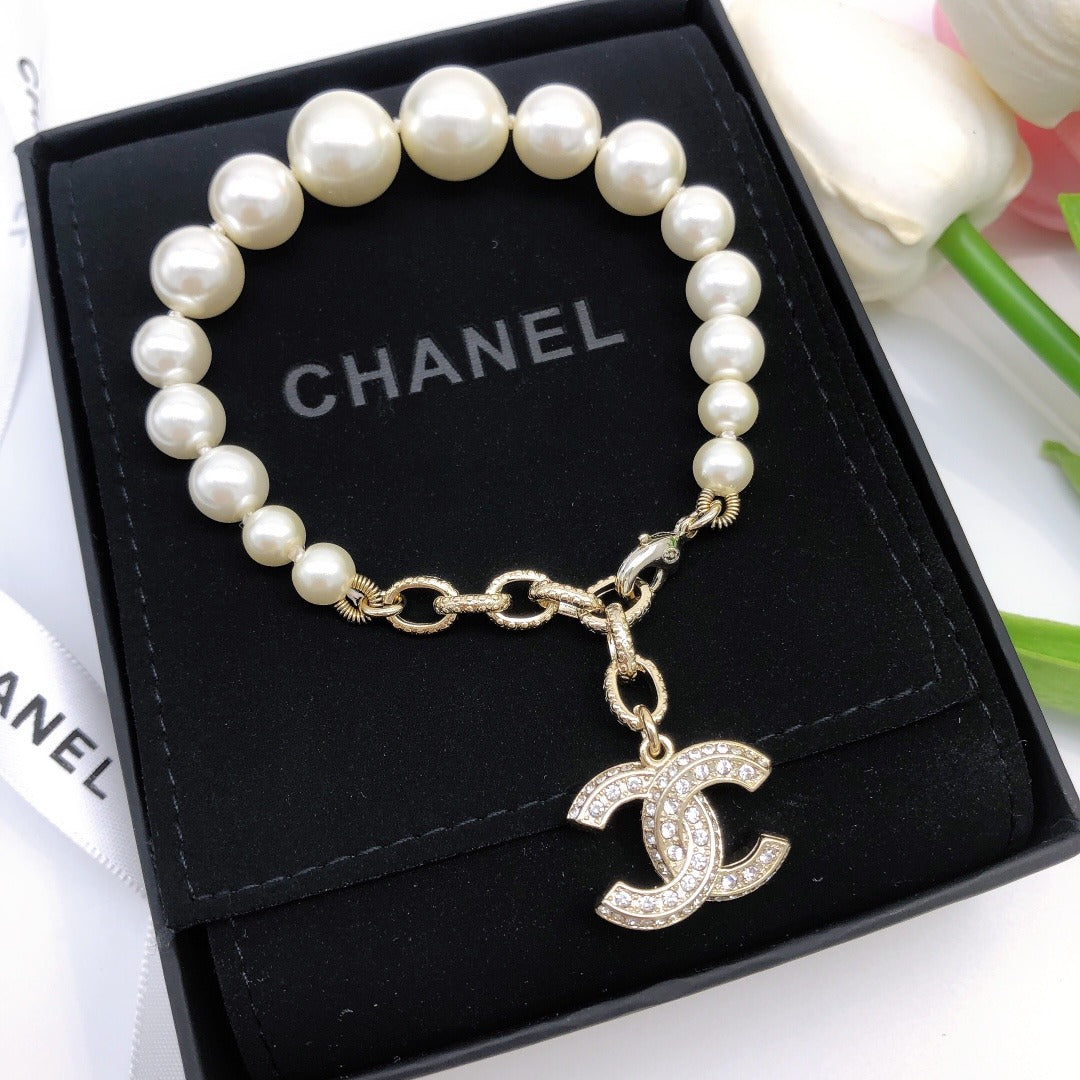 Chanel Brass Pearl Necklace