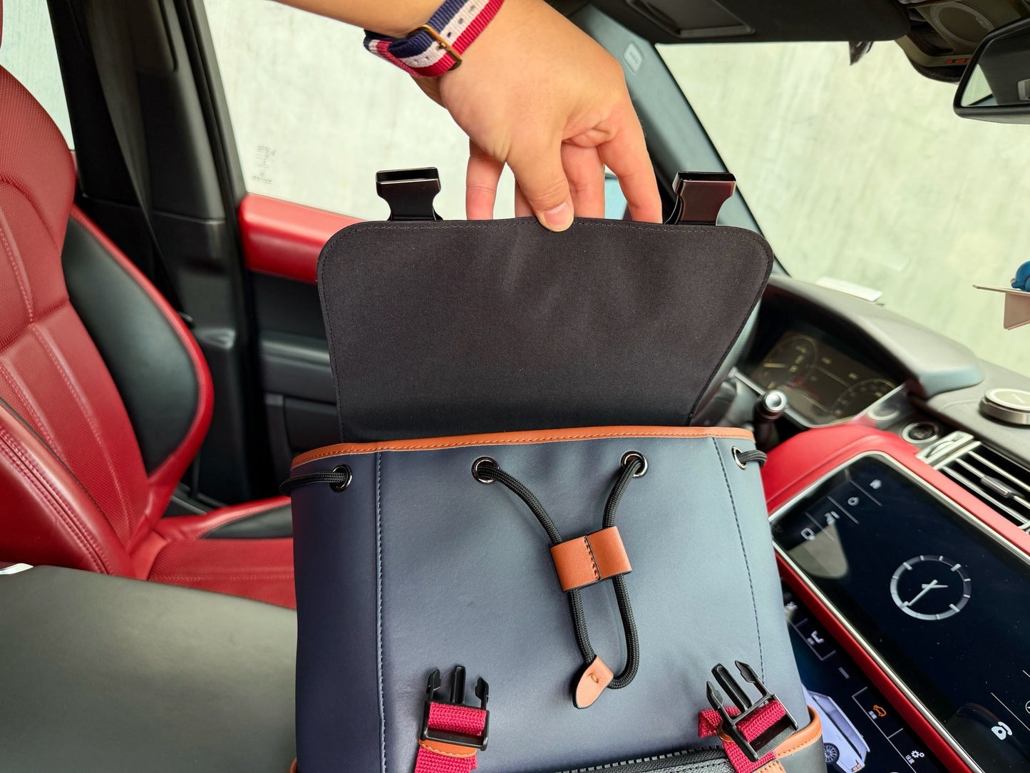 Coach Black Leather Logo Backpack