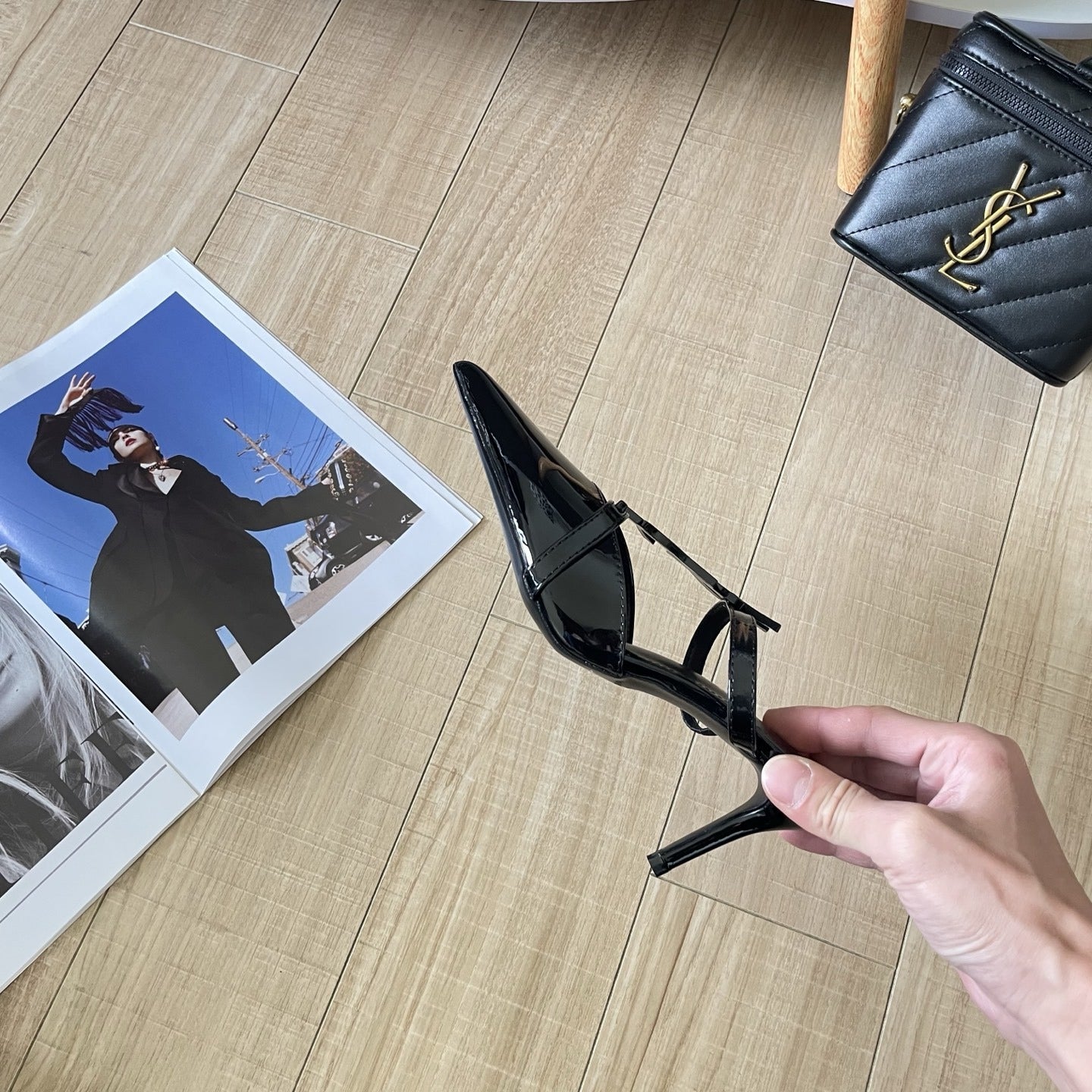 Saint Laurent Lambskin Leather Logo Sandals