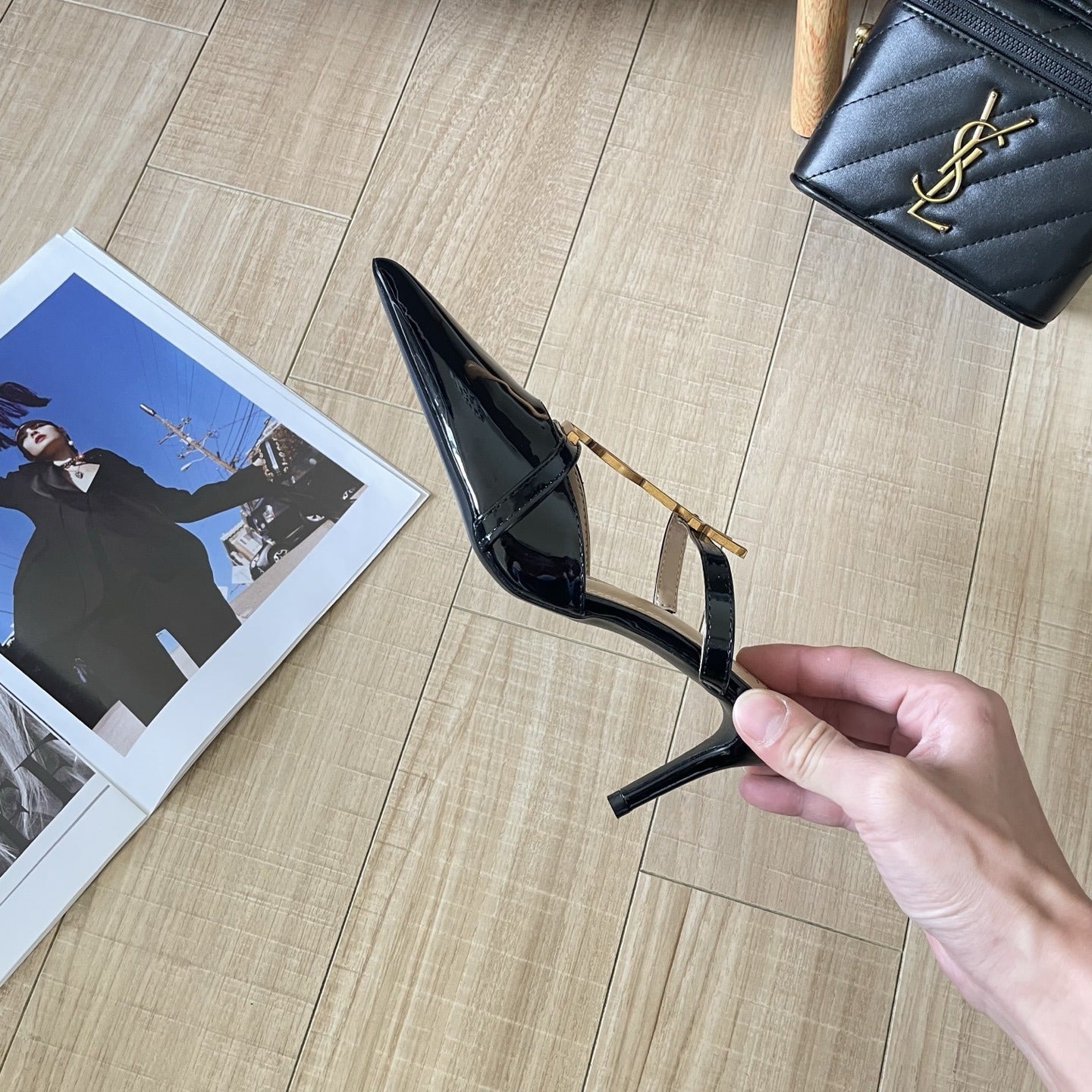 Saint Laurent Lambskin Leather Logo Sandals