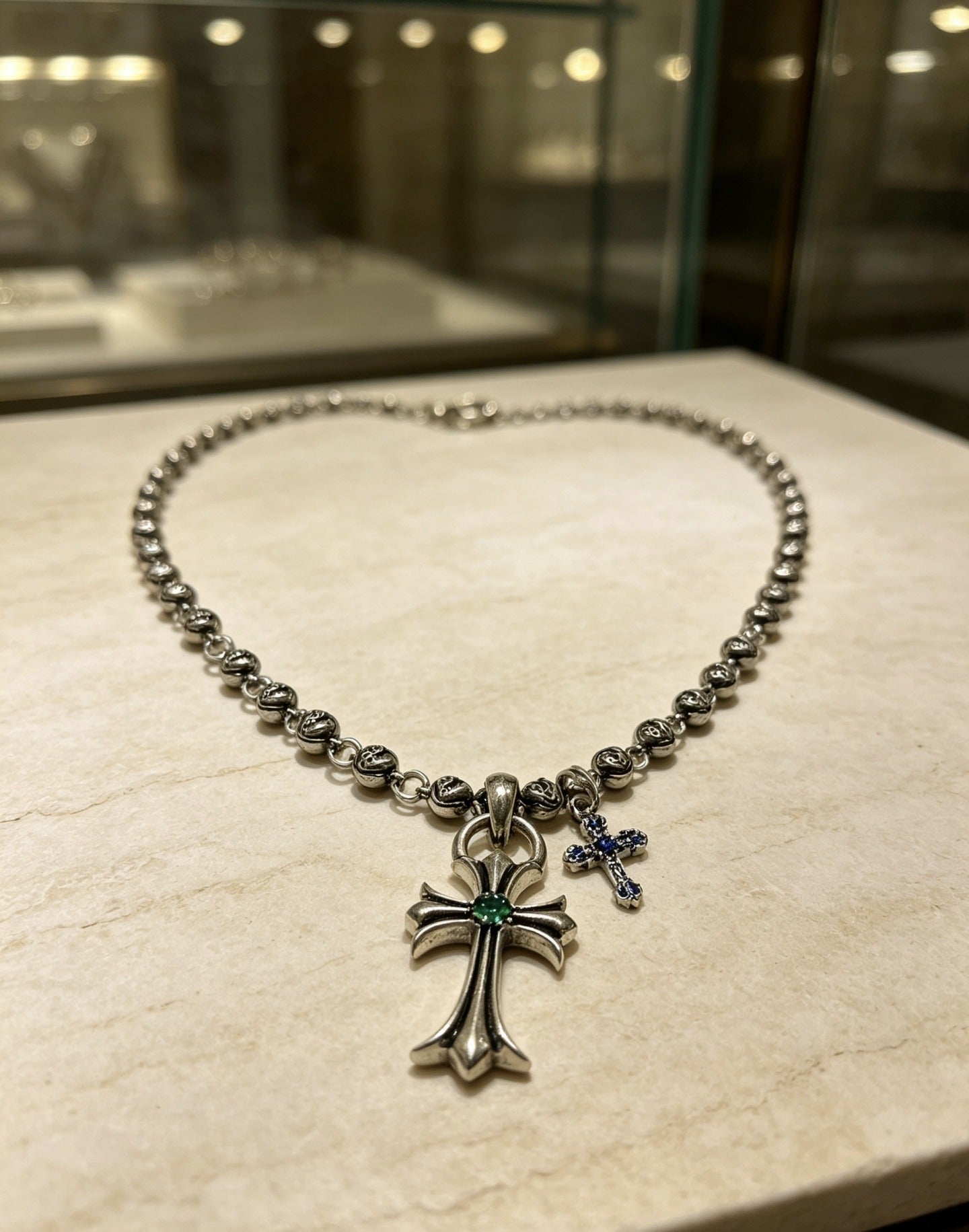 Chrome Hearts Sterling Silver Cross Necklace