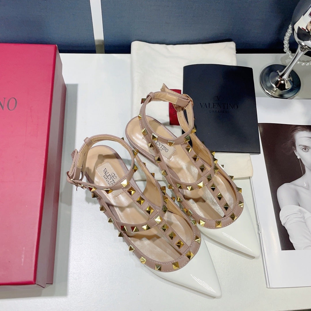 Valentino Lambskin Leather Pointed Toe Sandals