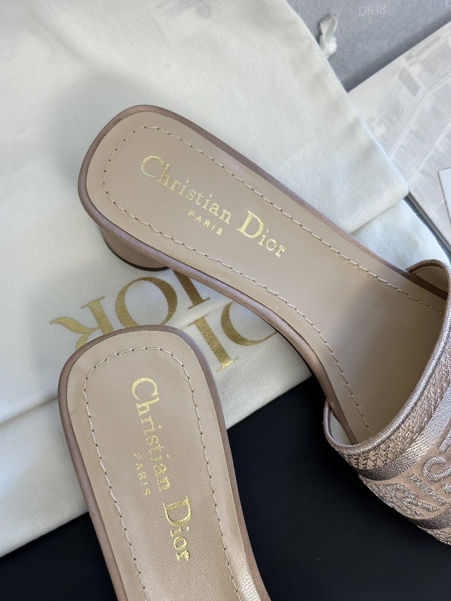 Dior Cotton & Leather Slides