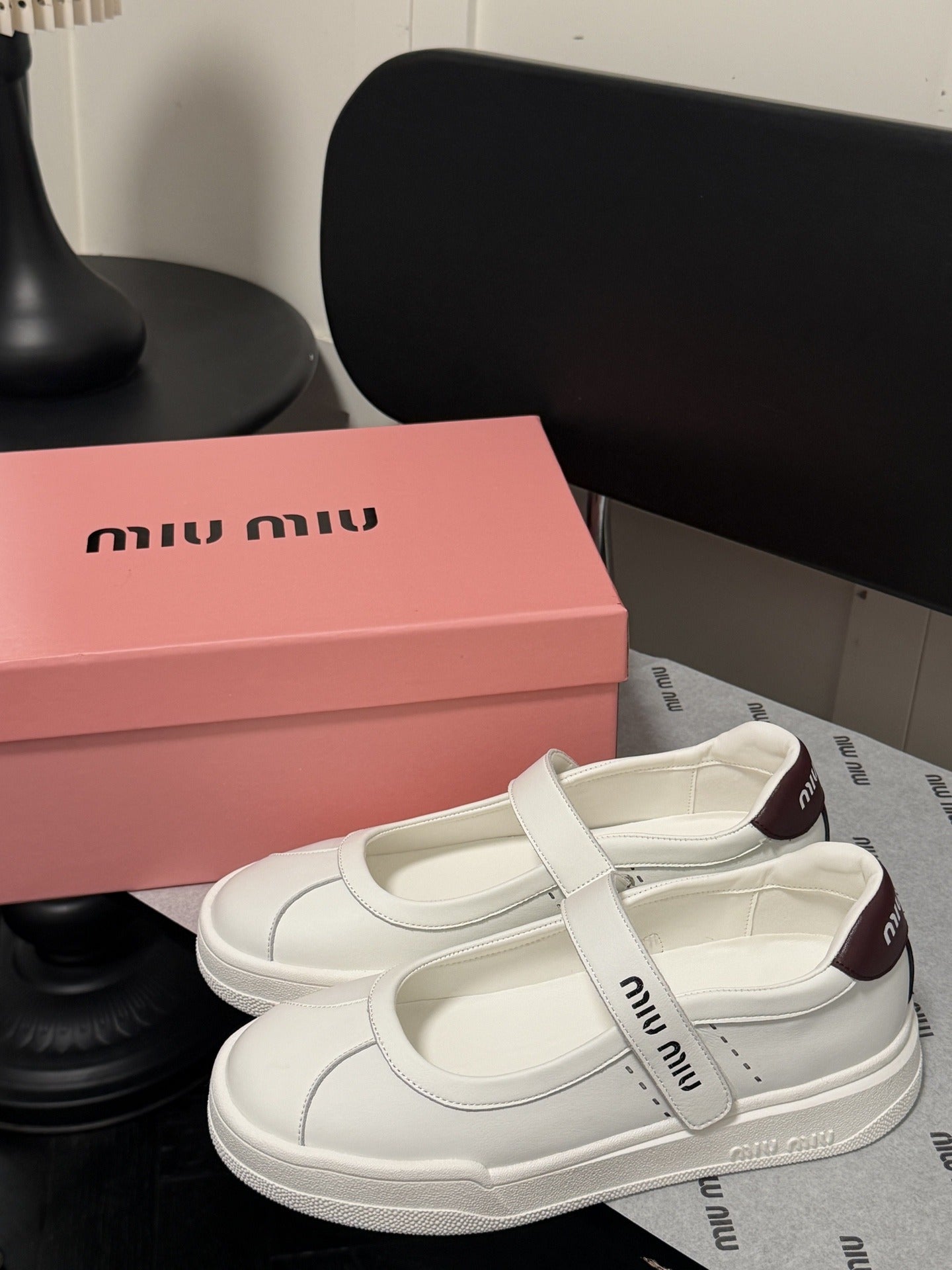 Miu Miu White Leather Logo Sneakers
