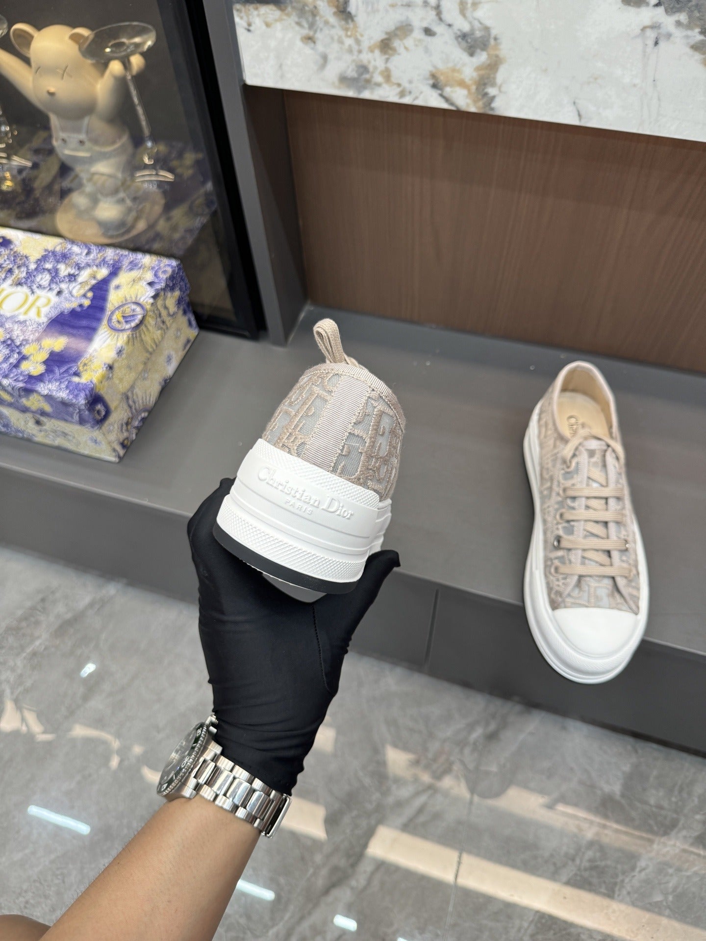 Dior Women Cotton & Lambskin Leather Embroidered Shoes