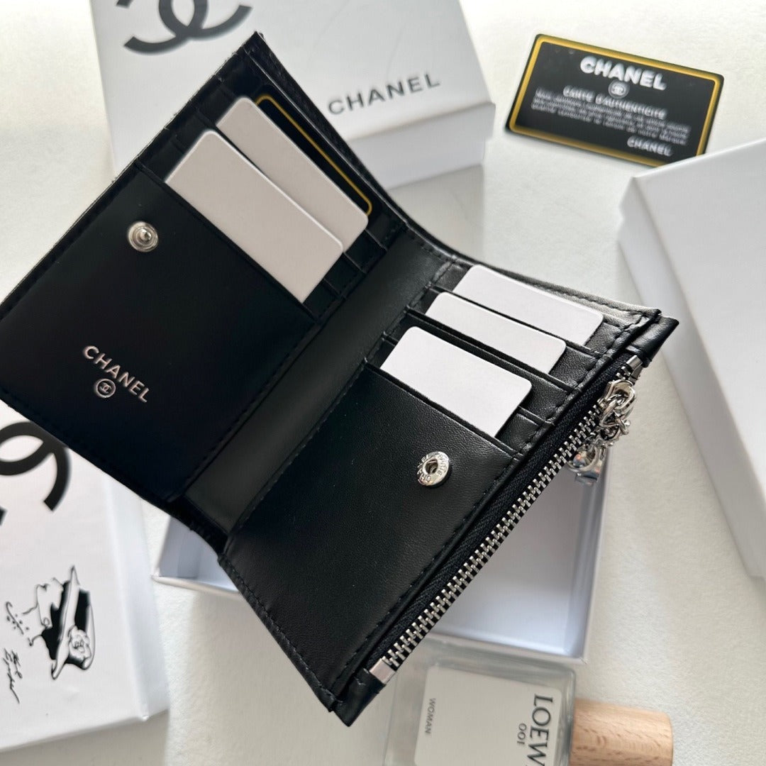 Chanel Black Lambskin Leather Wallet