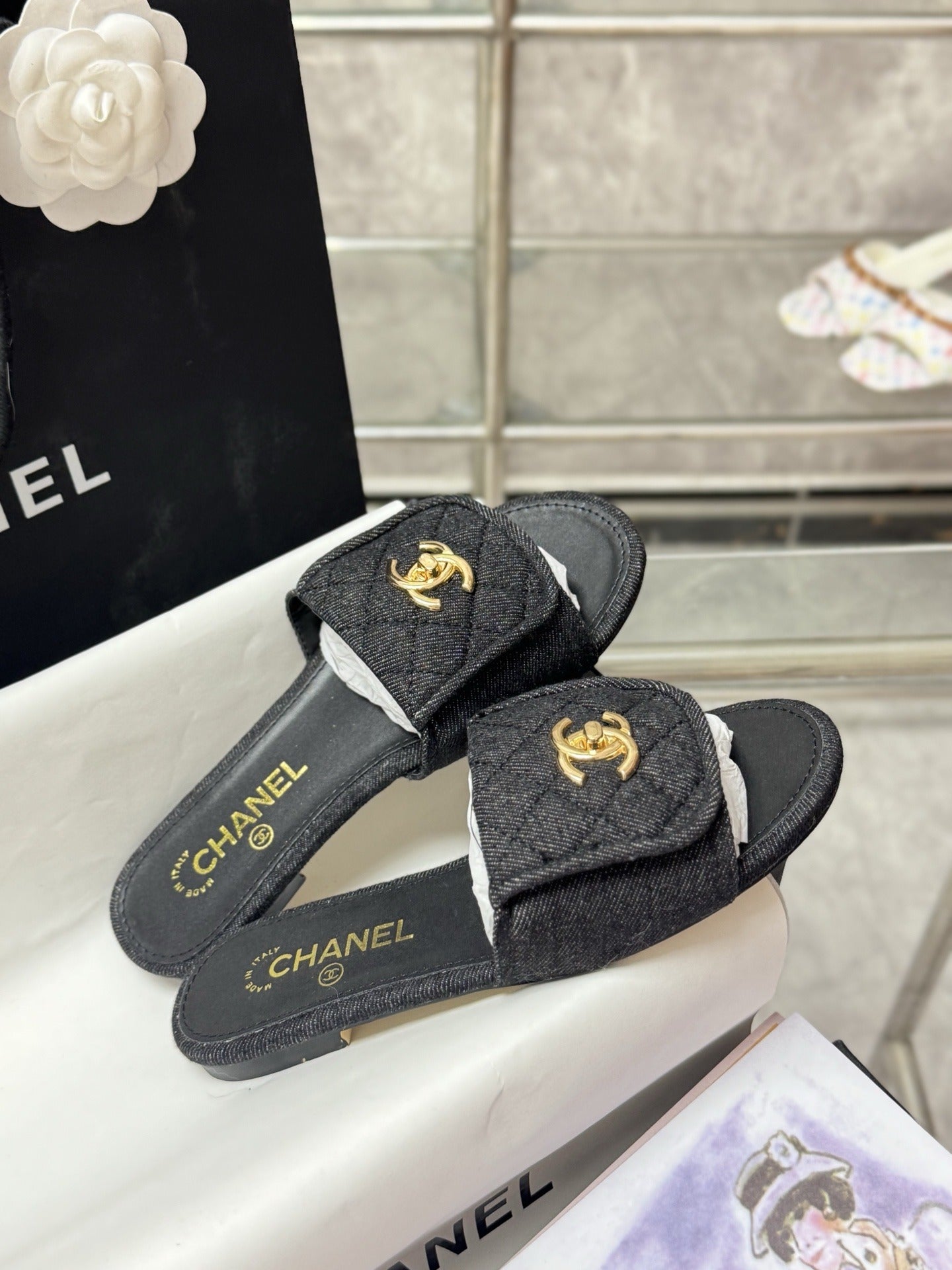 Chanel Lambskin Leather Slides