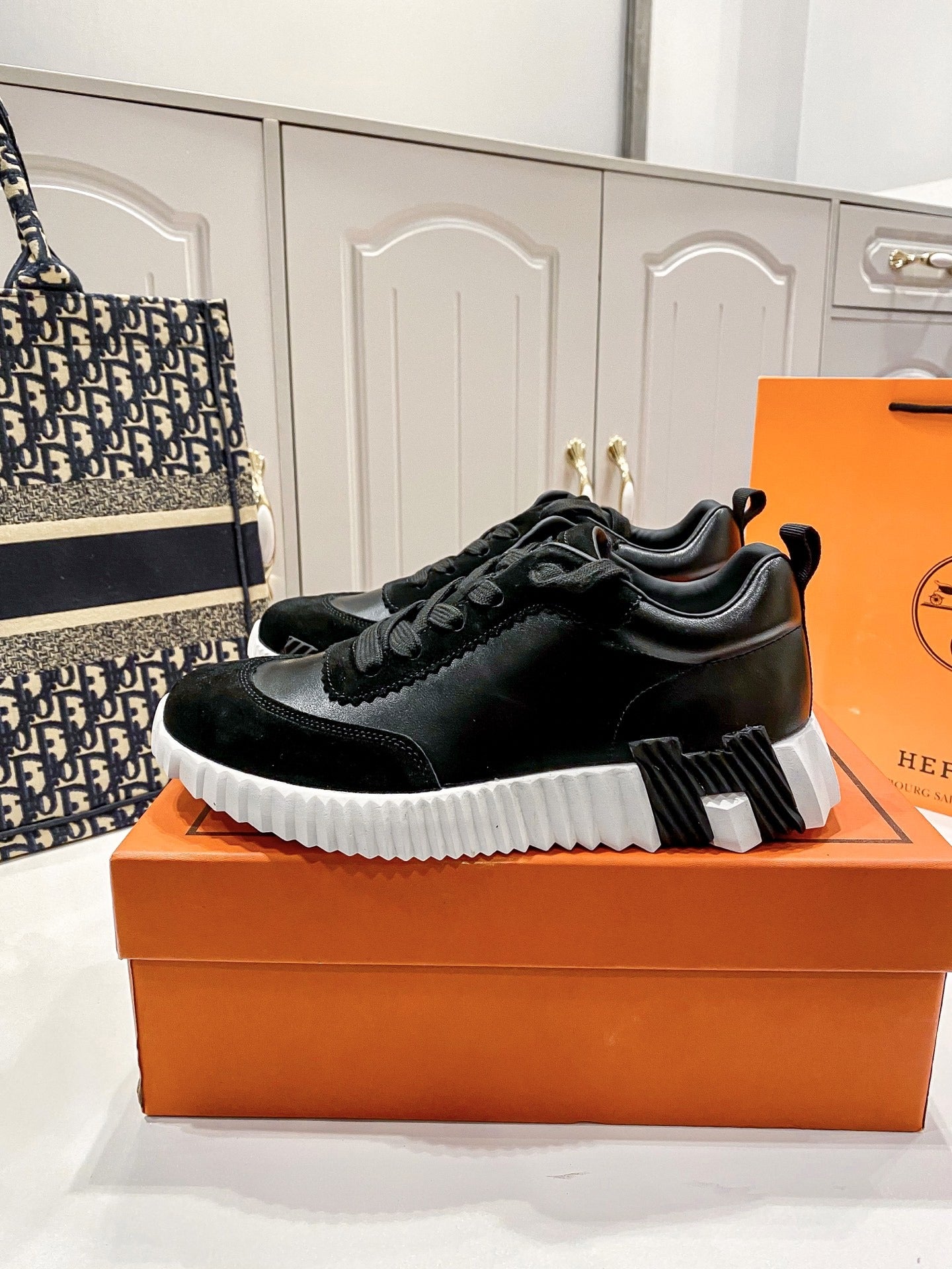 Hermes Lambskin Leather Sneakers