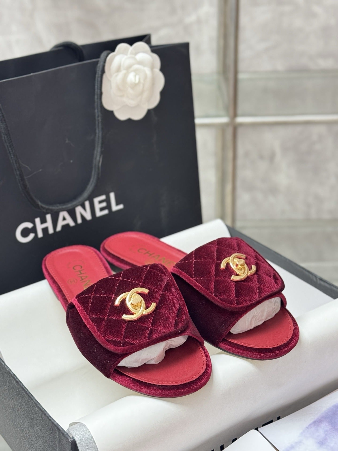 Chanel Lambskin Leather Slides