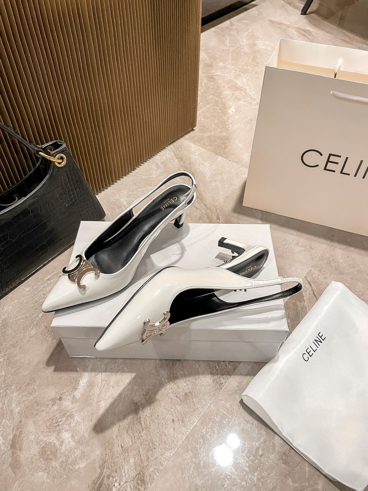 Celine Calfskin Leather Pointed Toe Heels
