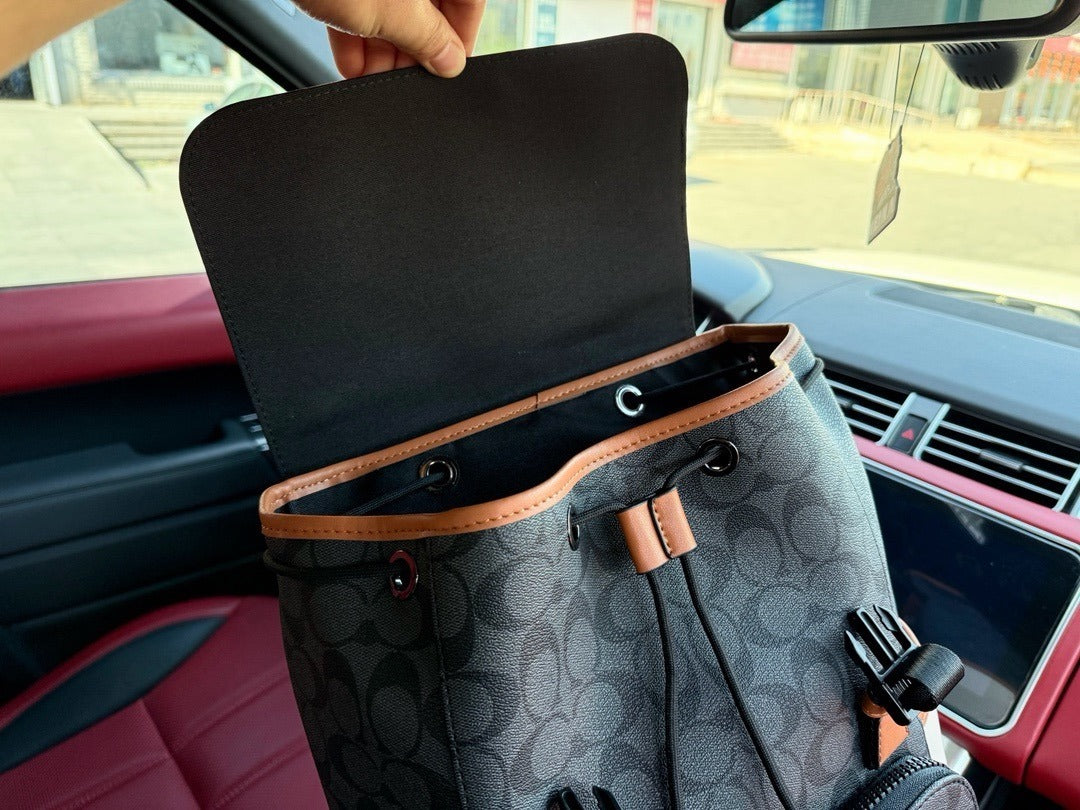 Coach Gray Canvas Logo Backpack