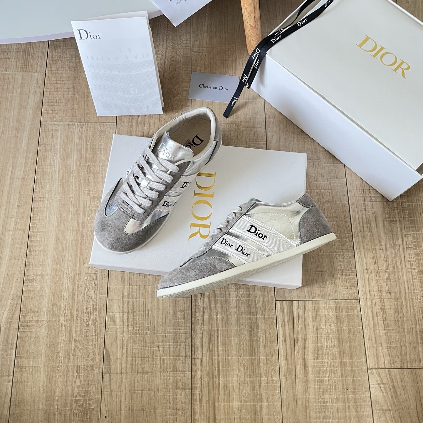 Dior Leather Vintage-Finish Sneakers