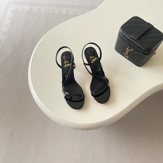 Christian Louboutin Patent Leather & Lambskin Leather Sandals
