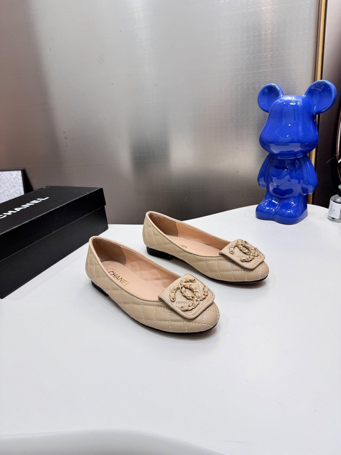 Chanel Lambskin Leather Chain Ballet Flats