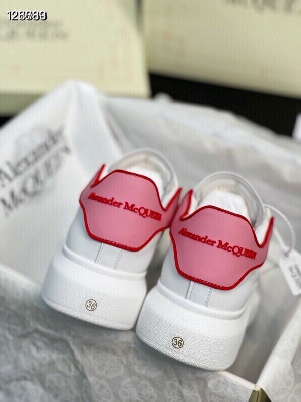 Alexander McQueen Women White Lambskin Leather Logo Sneakers