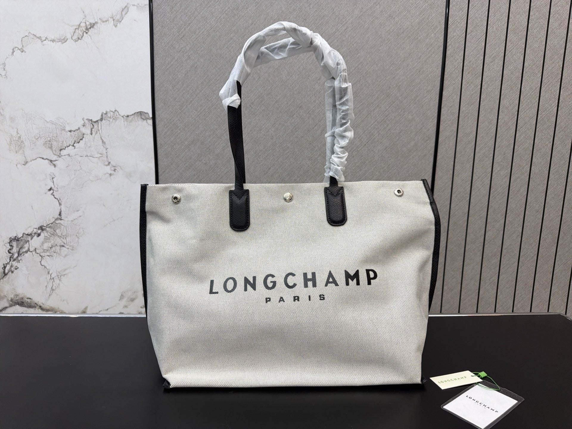 Longchamp Canvas Logo Tote Bag