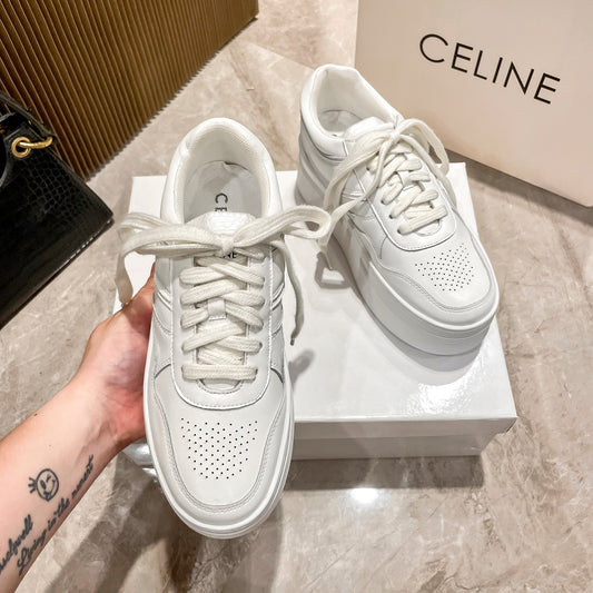 Celine Leather Vintage-Finish Sneakers