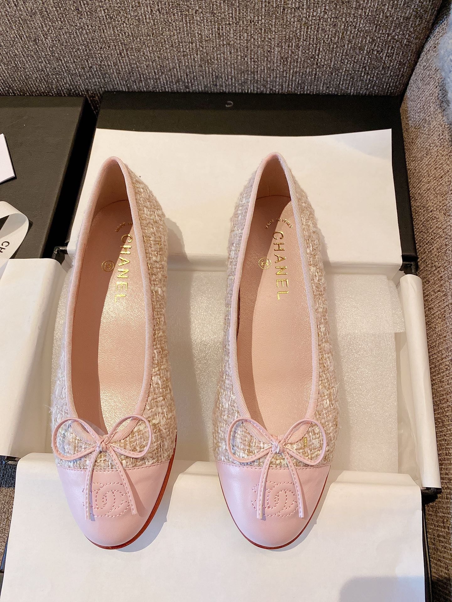Chanel Leather Bow Ballet Flats