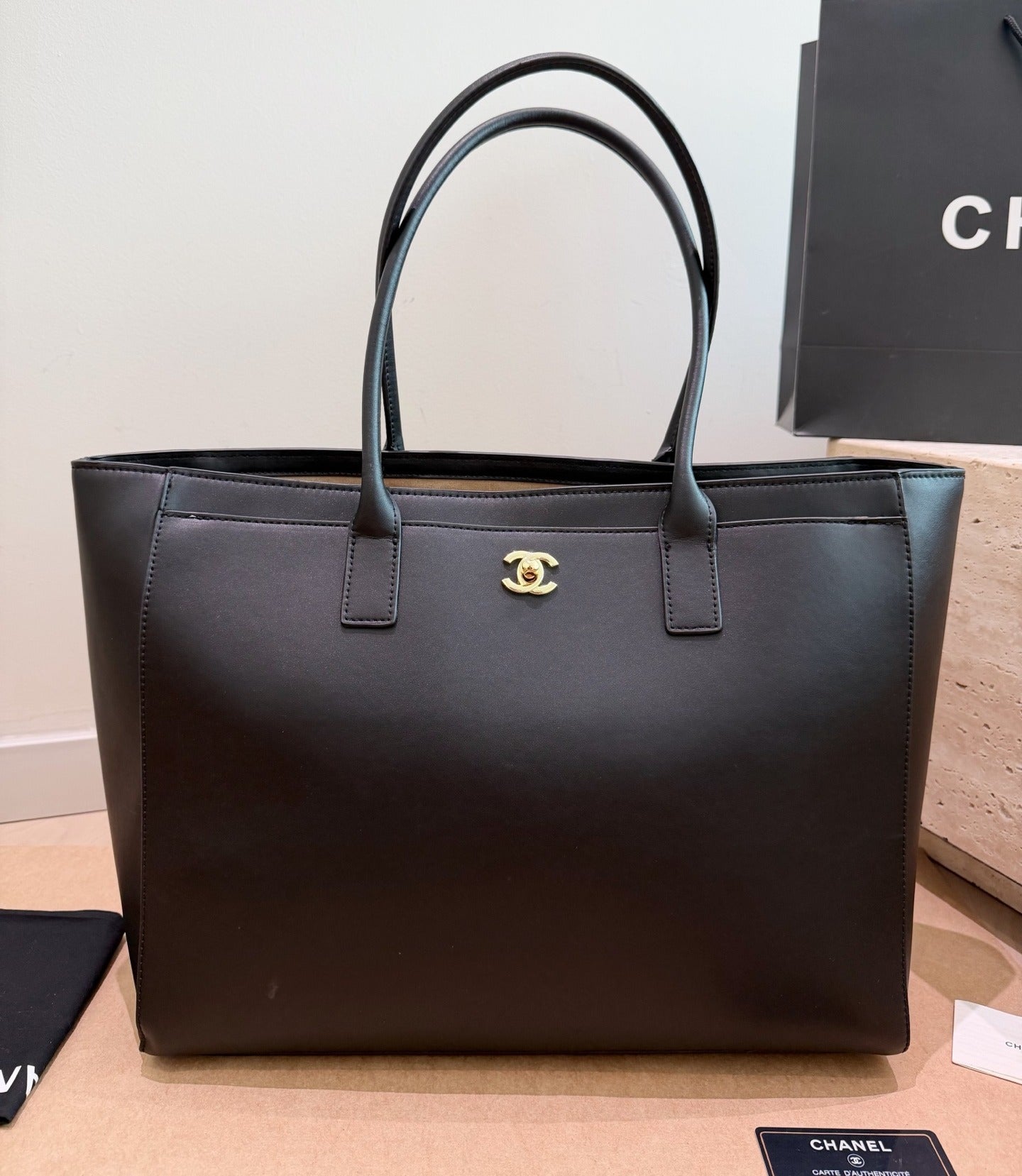 Chanel Black Vintage-Finish Tote Bag