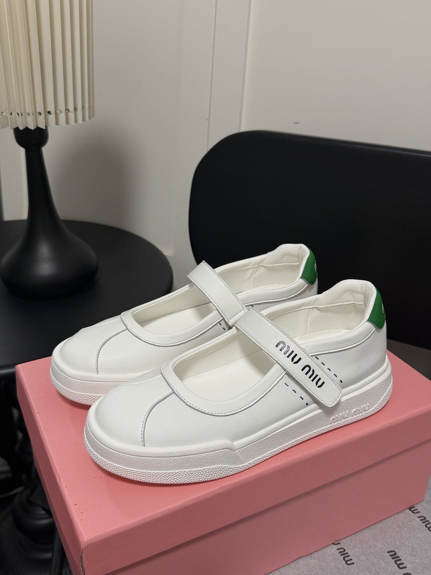 Miu Miu White Leather Logo Sneakers