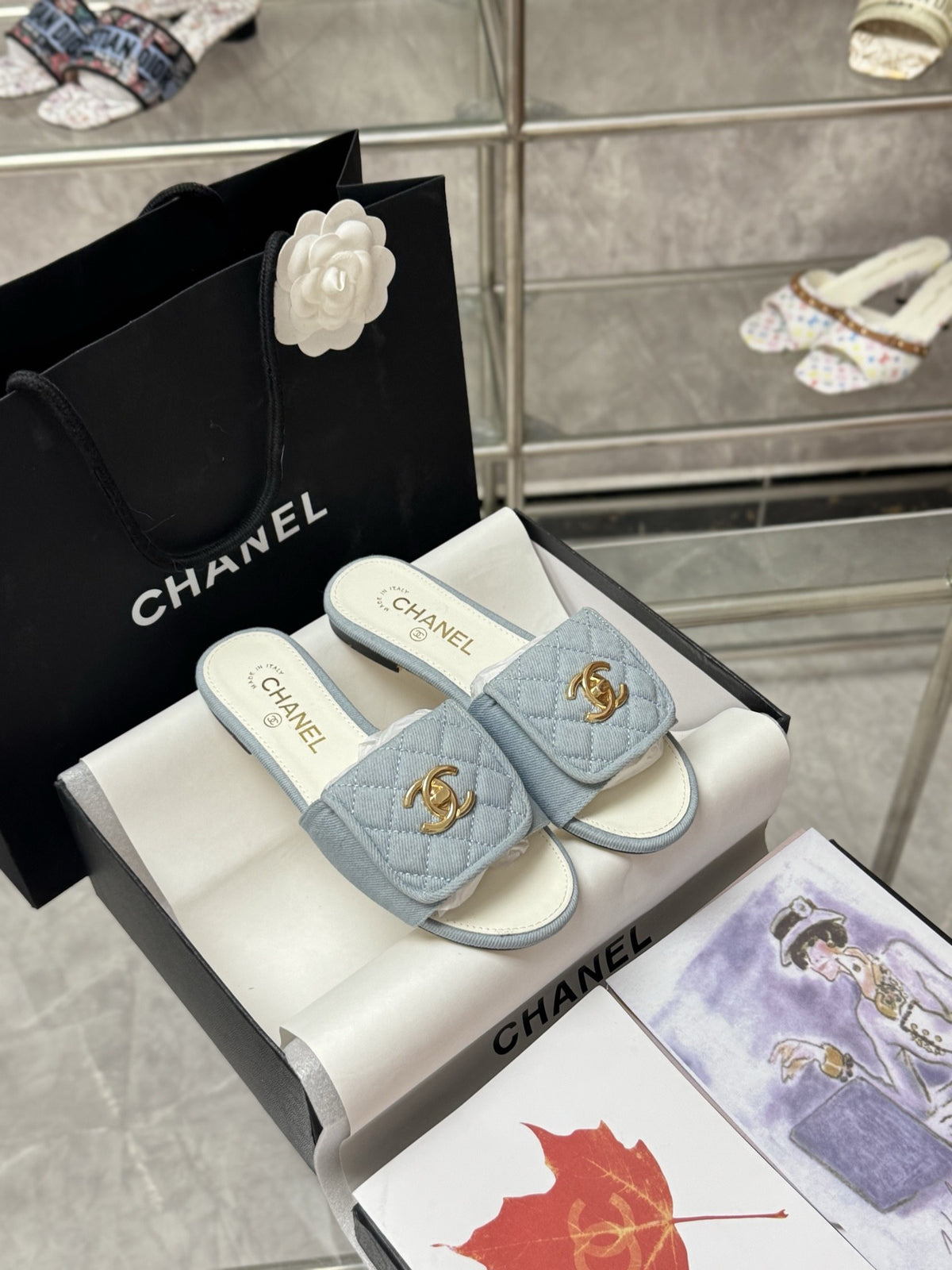 Chanel Lambskin Leather Slides
