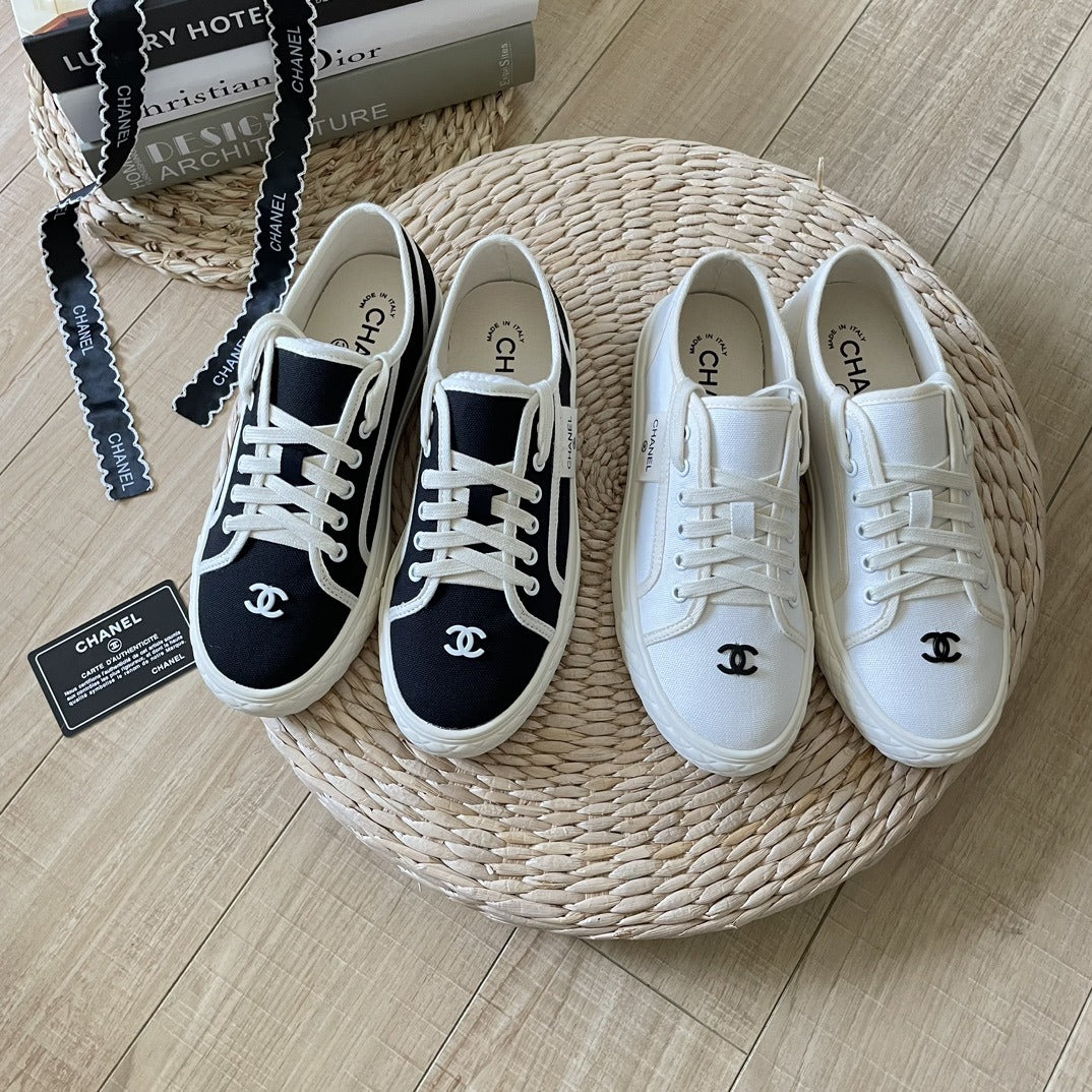 Chanel Canvas & Lambskin Leather Sneakers