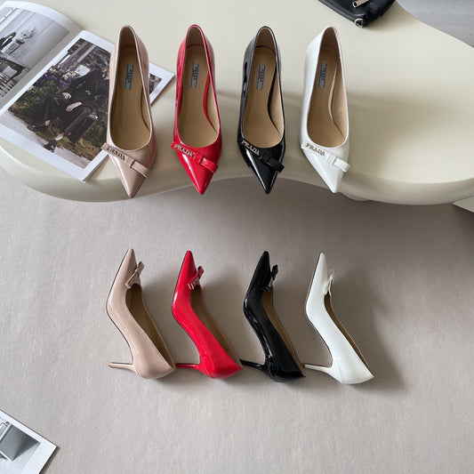 Prada Lambskin Leather Bow Heels