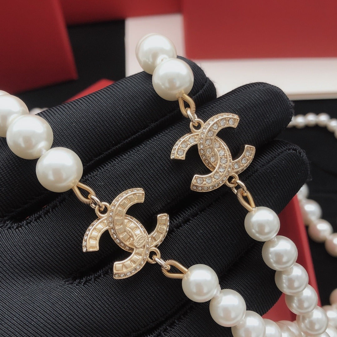 Chanel Brass Pearl Necklace