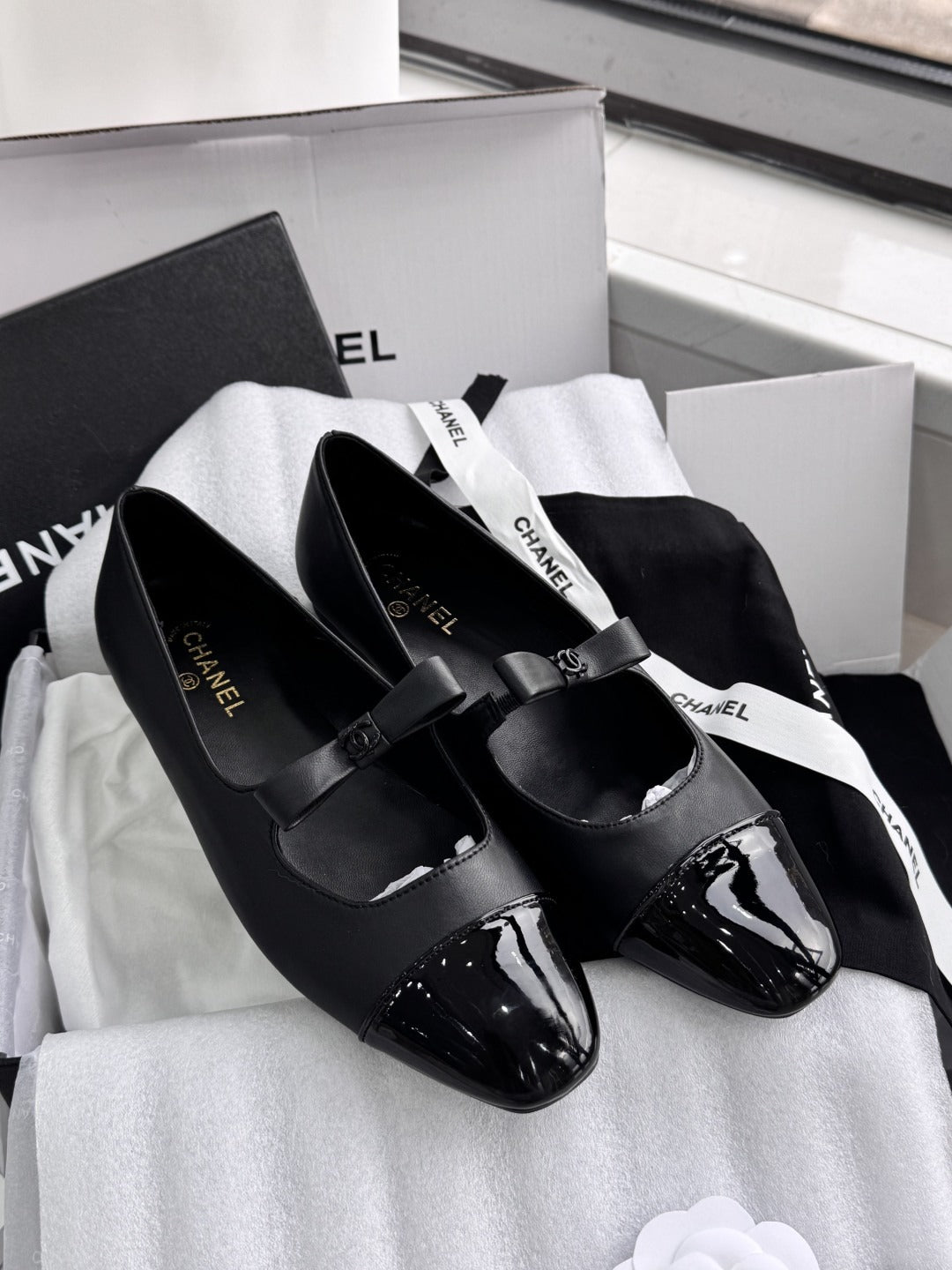 Chanel Patent Leather Bow Shoes