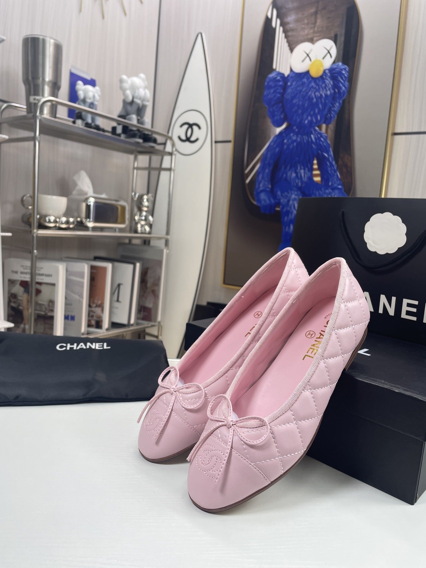 Chanel Lambskin Leather Bow Ballet Flats