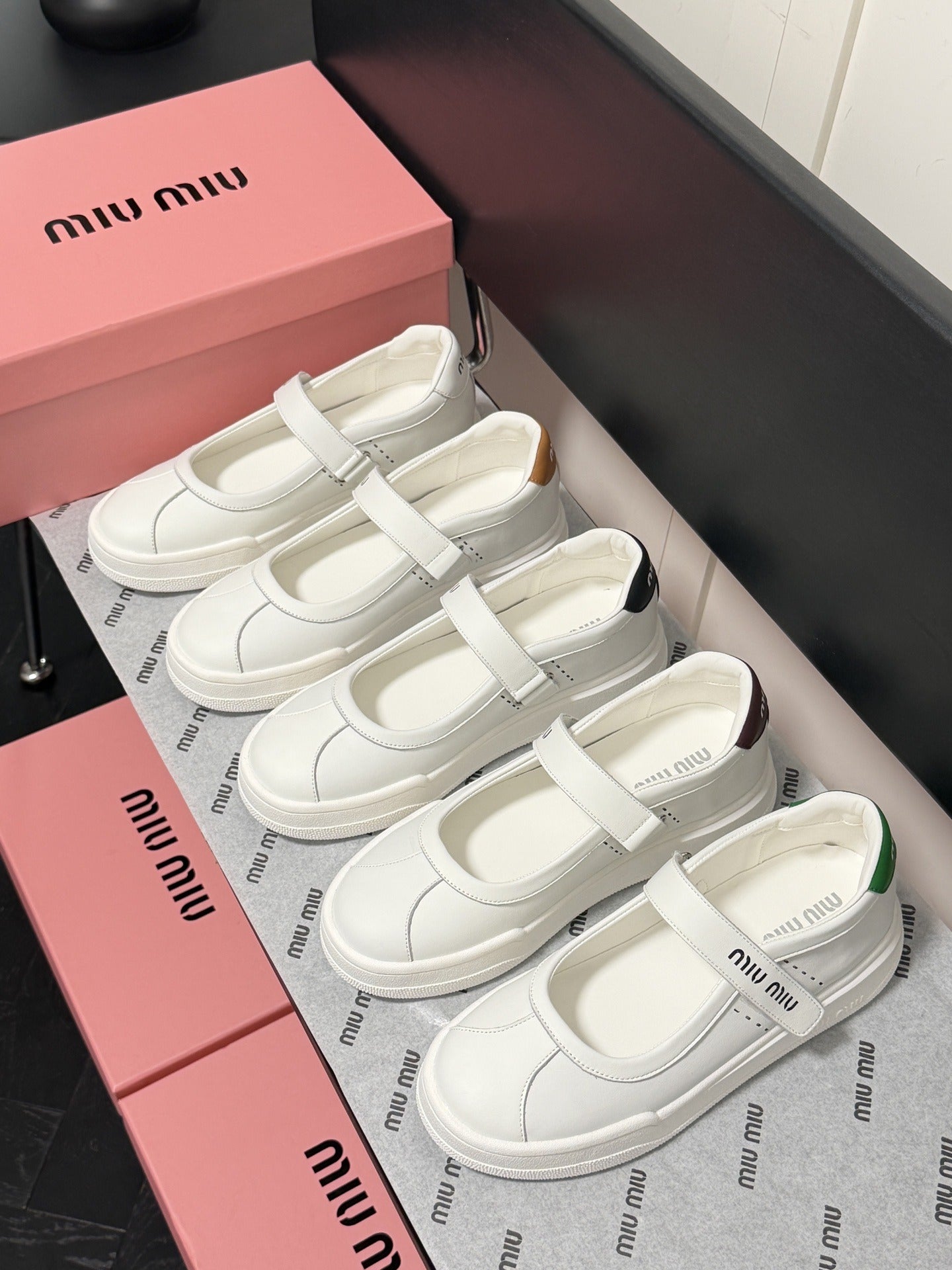 Miu Miu White Leather Logo Sneakers