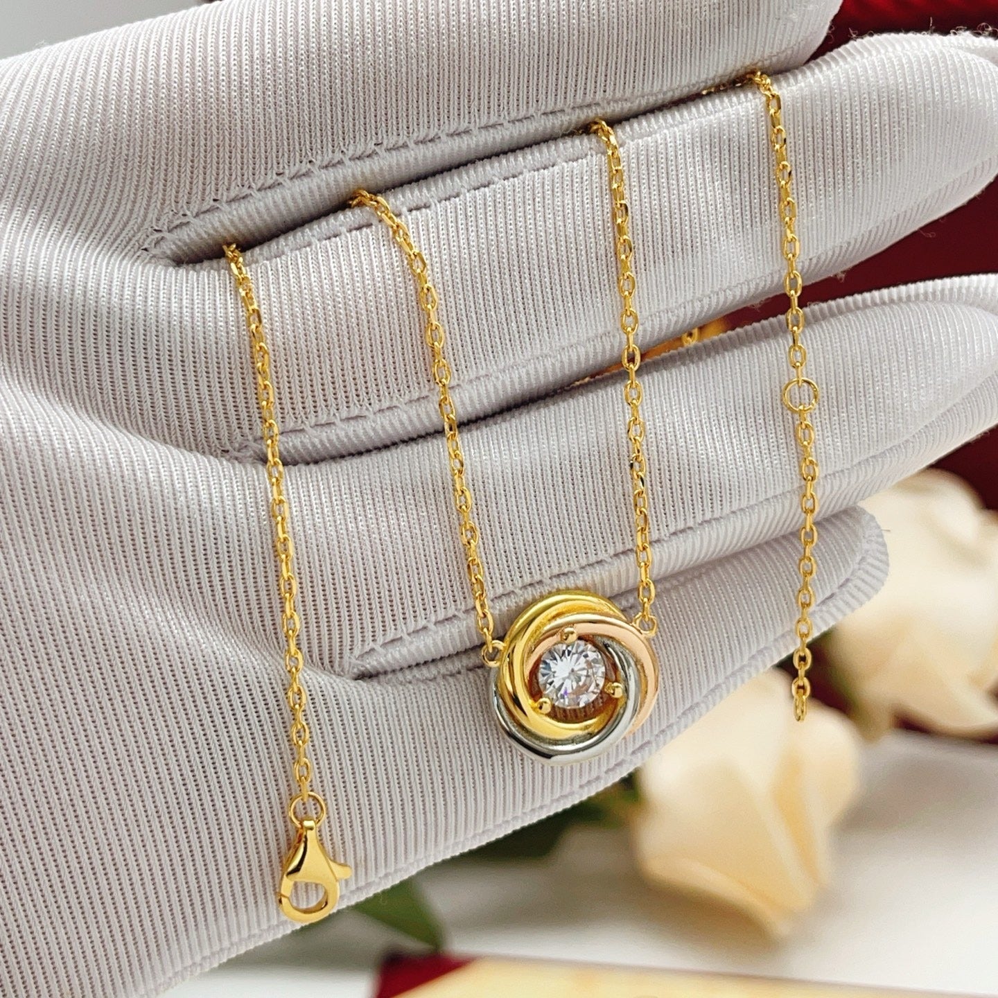 Cartier Gold Brass Colorblock Necklace