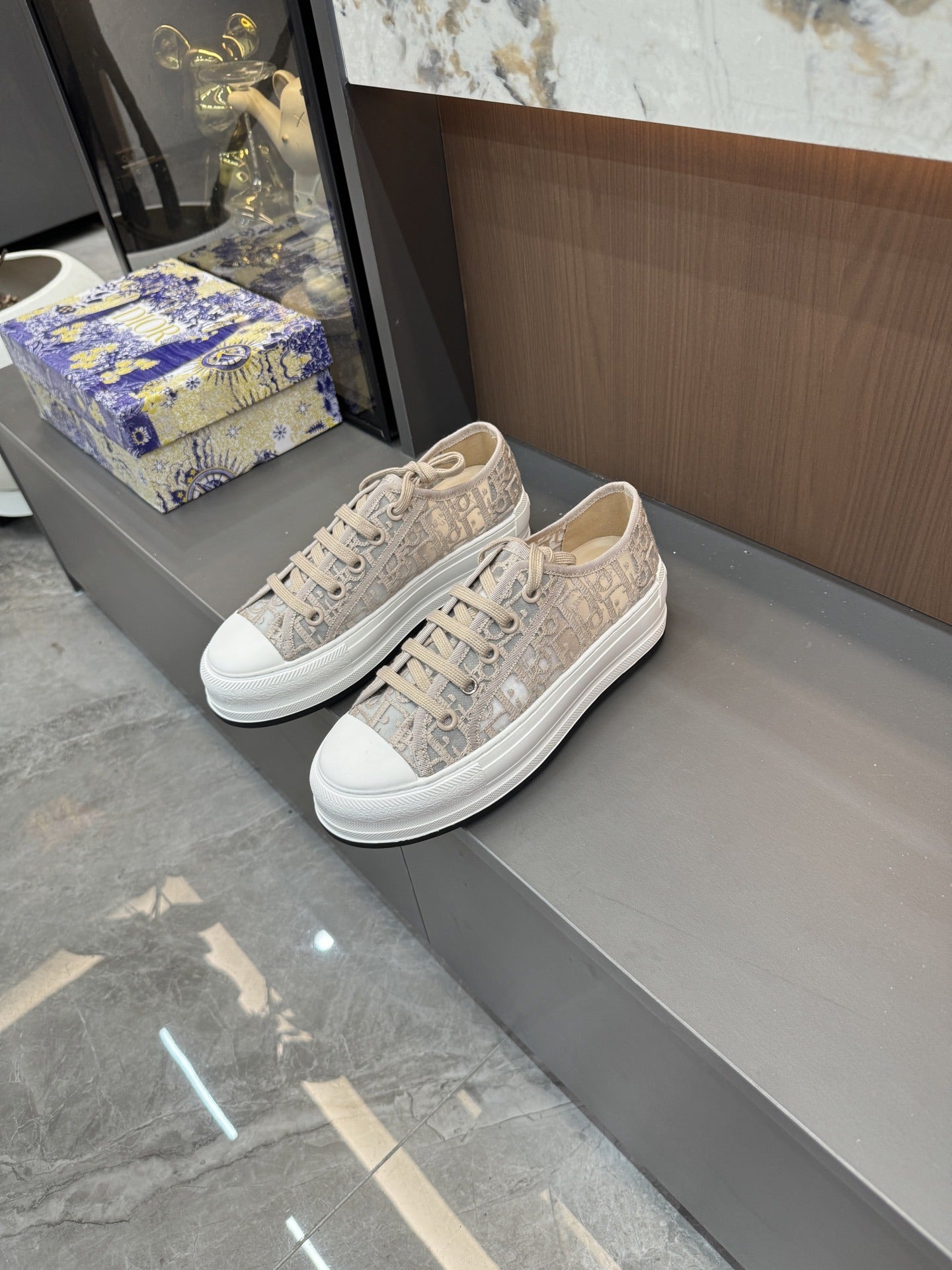 Dior Women Cotton & Lambskin Leather Embroidered Shoes