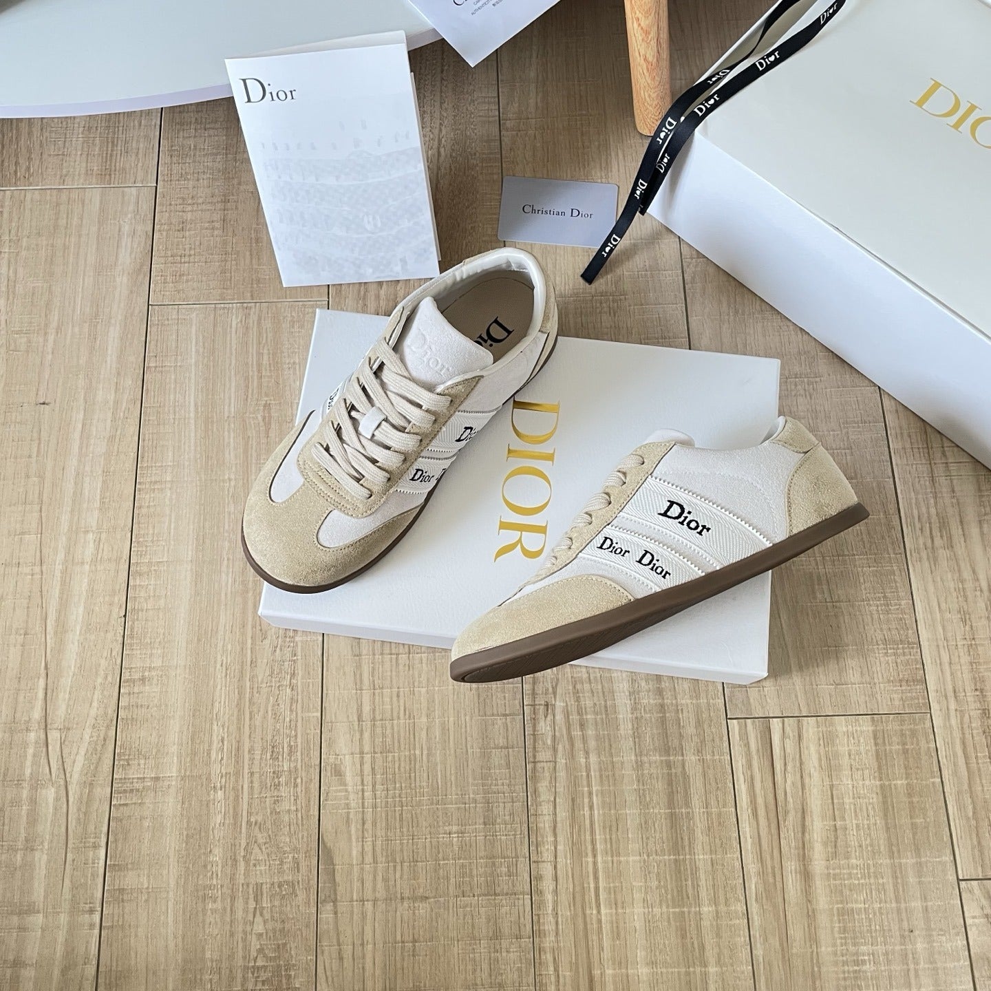 Dior Leather Vintage-Finish Sneakers