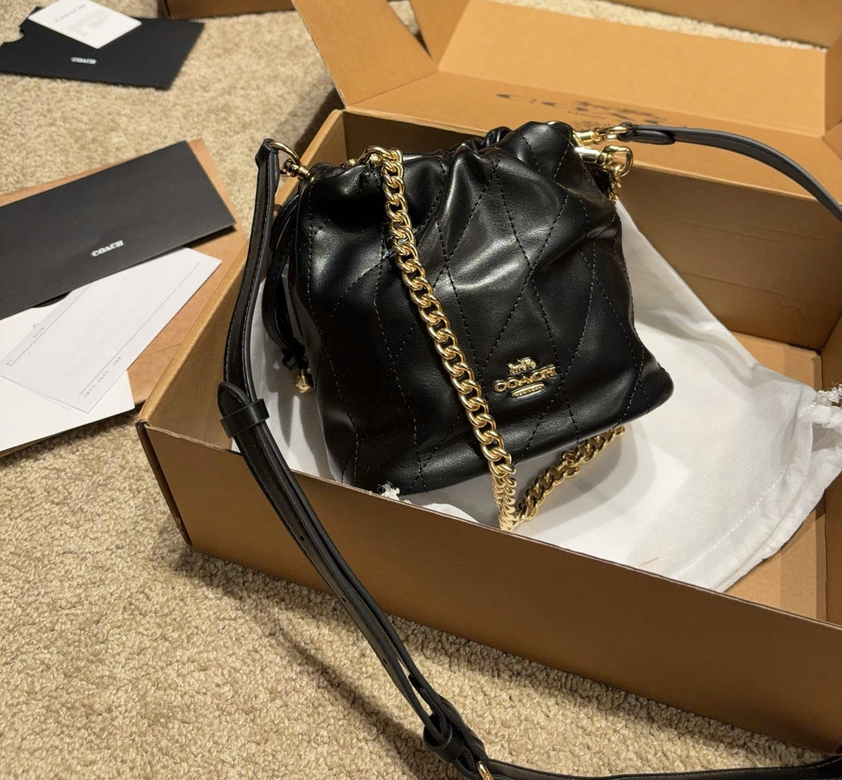 Coach Leather Chain Handbag