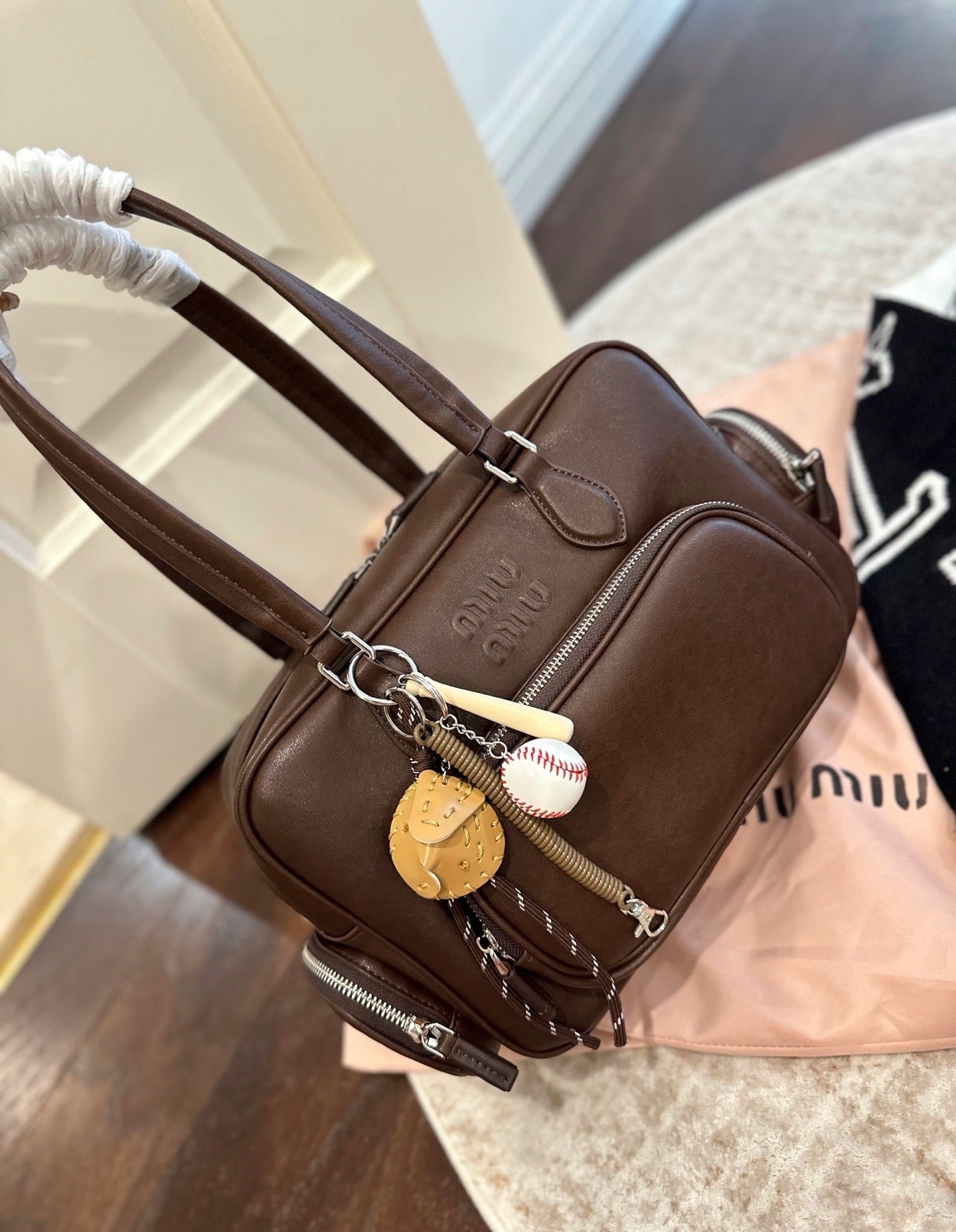 Miu Miu Lambskin Leather & Cotton Crossbody Bag