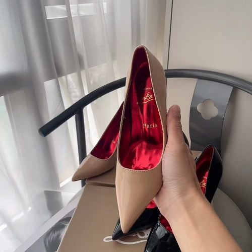 Unbranded Patent Leather & Lambskin Leather Pointed Toe Heels