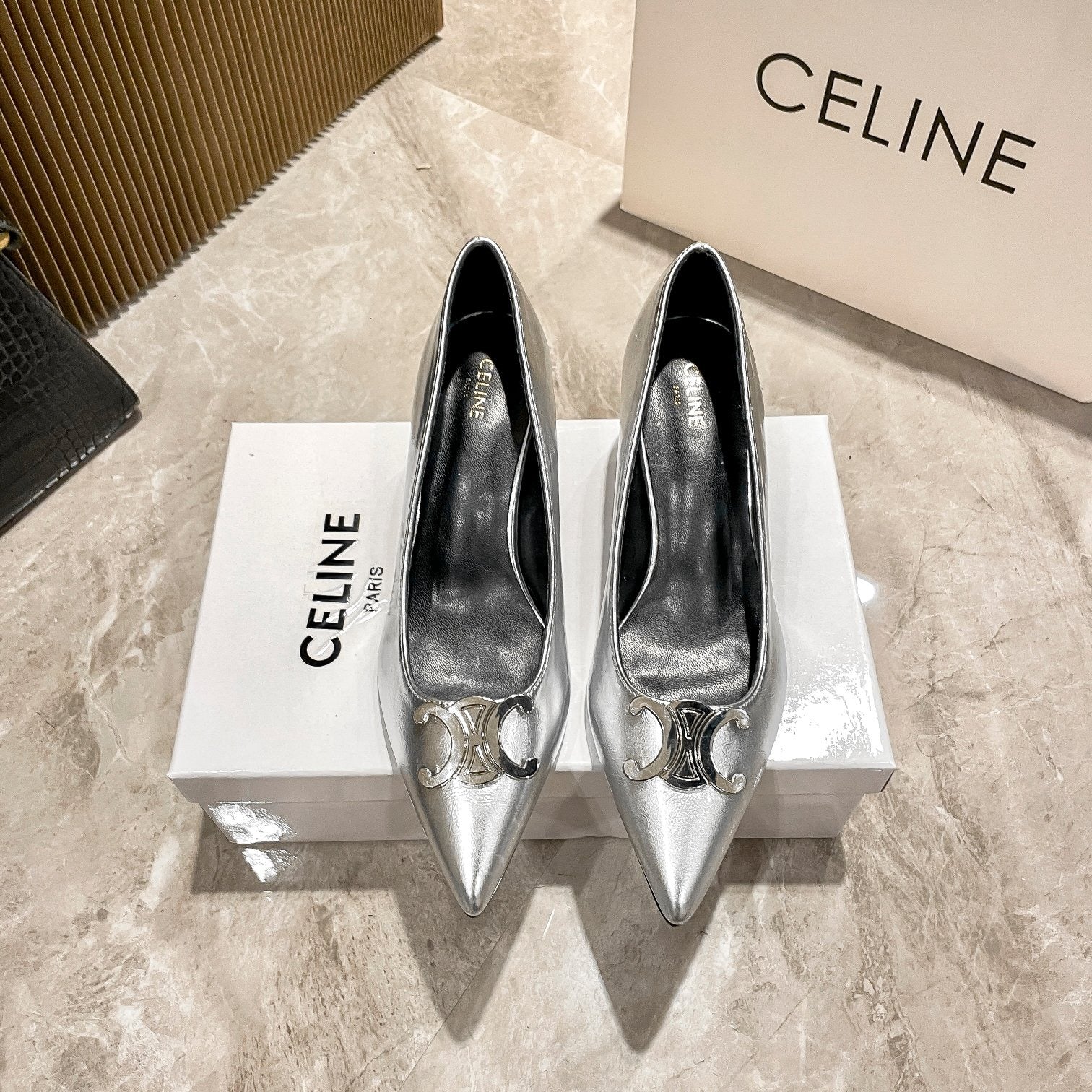 Celine Calfskin Leather Pointed Toe Heels
