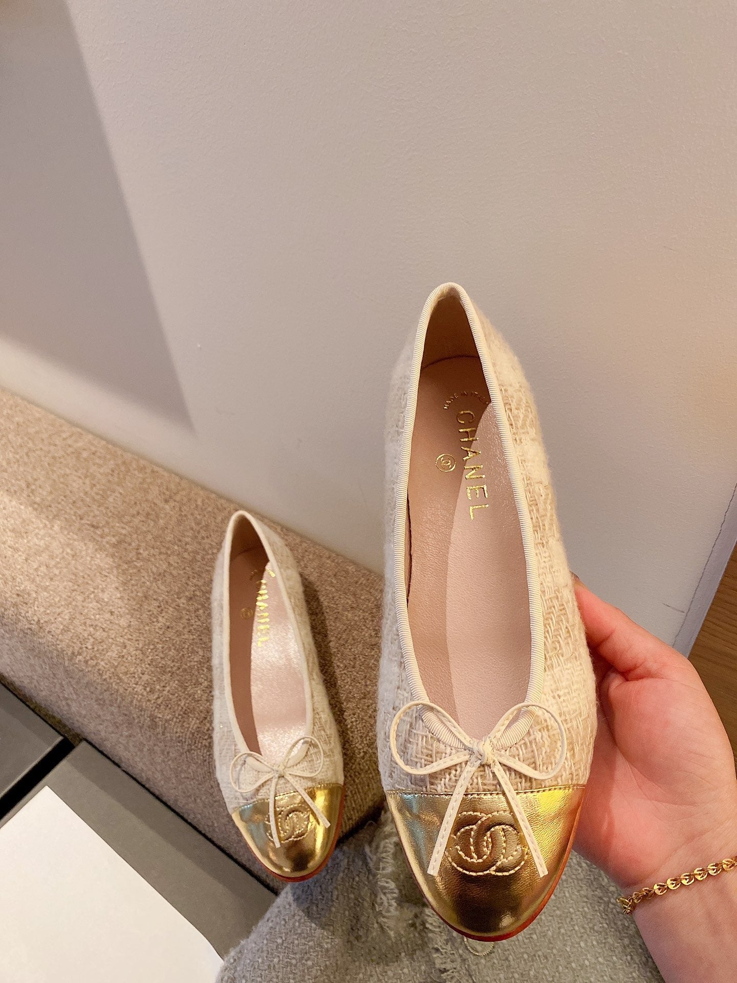 Chanel Leather Bow Ballet Flats