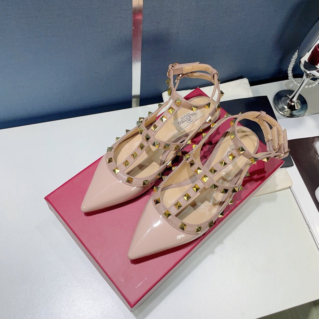 Valentino Lambskin Leather Pointed Toe Sandals