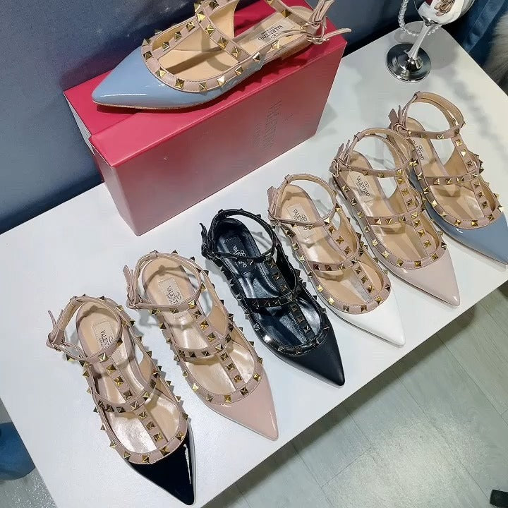 Valentino Lambskin Leather Pointed Toe Sandals