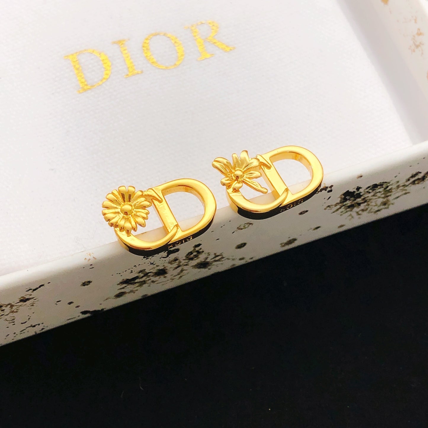Dior Brass Sunburst Earrings