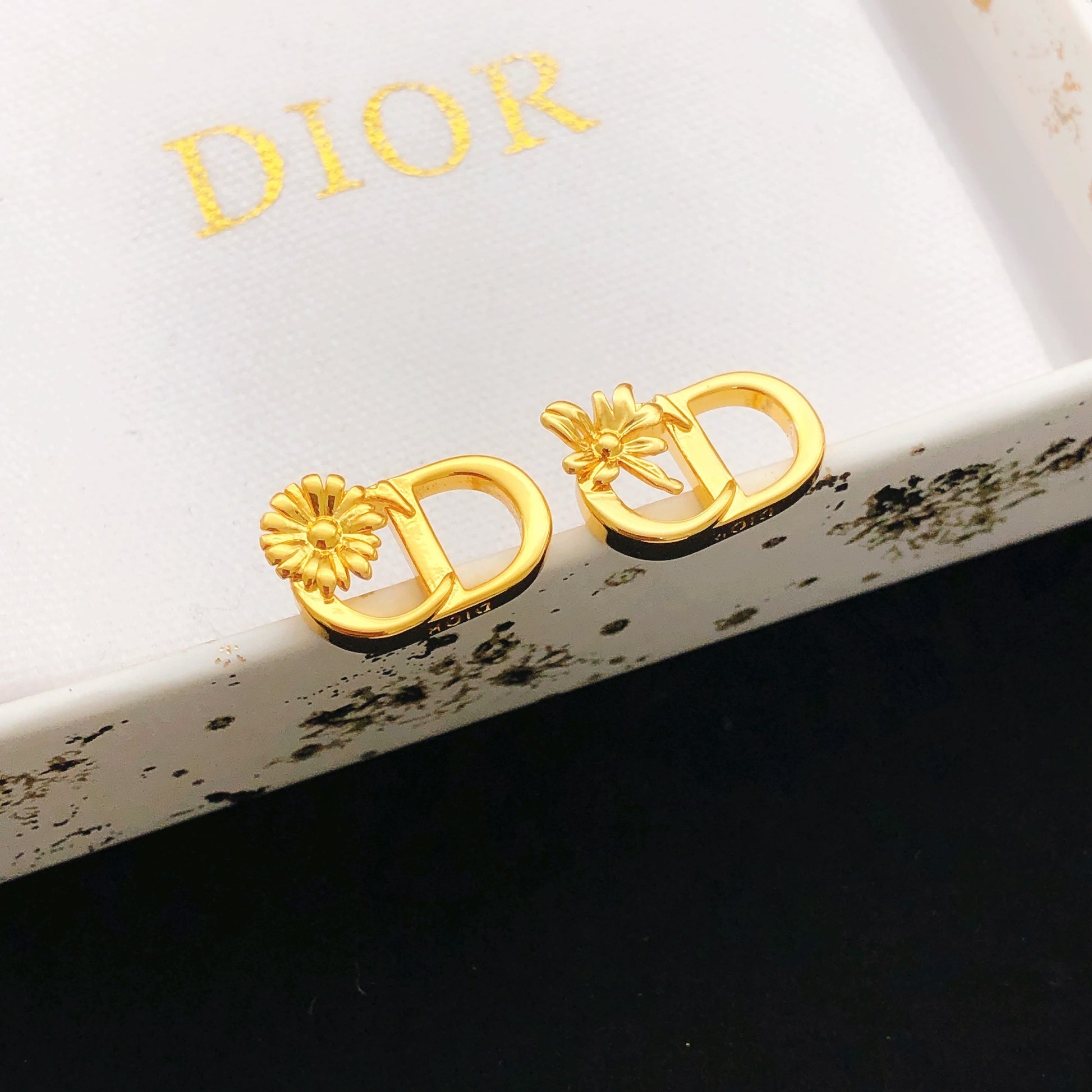 Dior Brass Sunburst Earrings