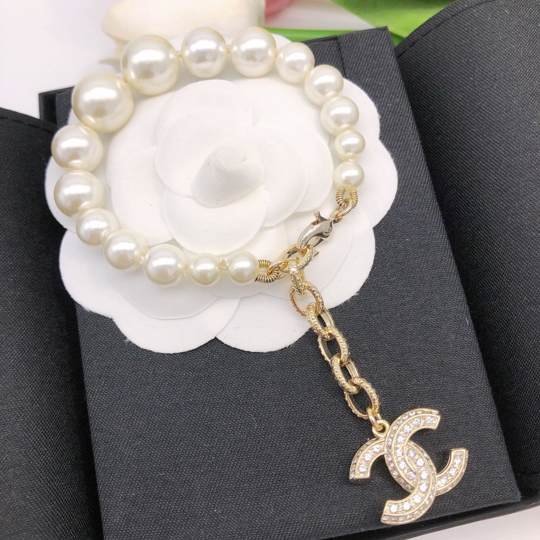 Chanel Brass Pearl Necklace