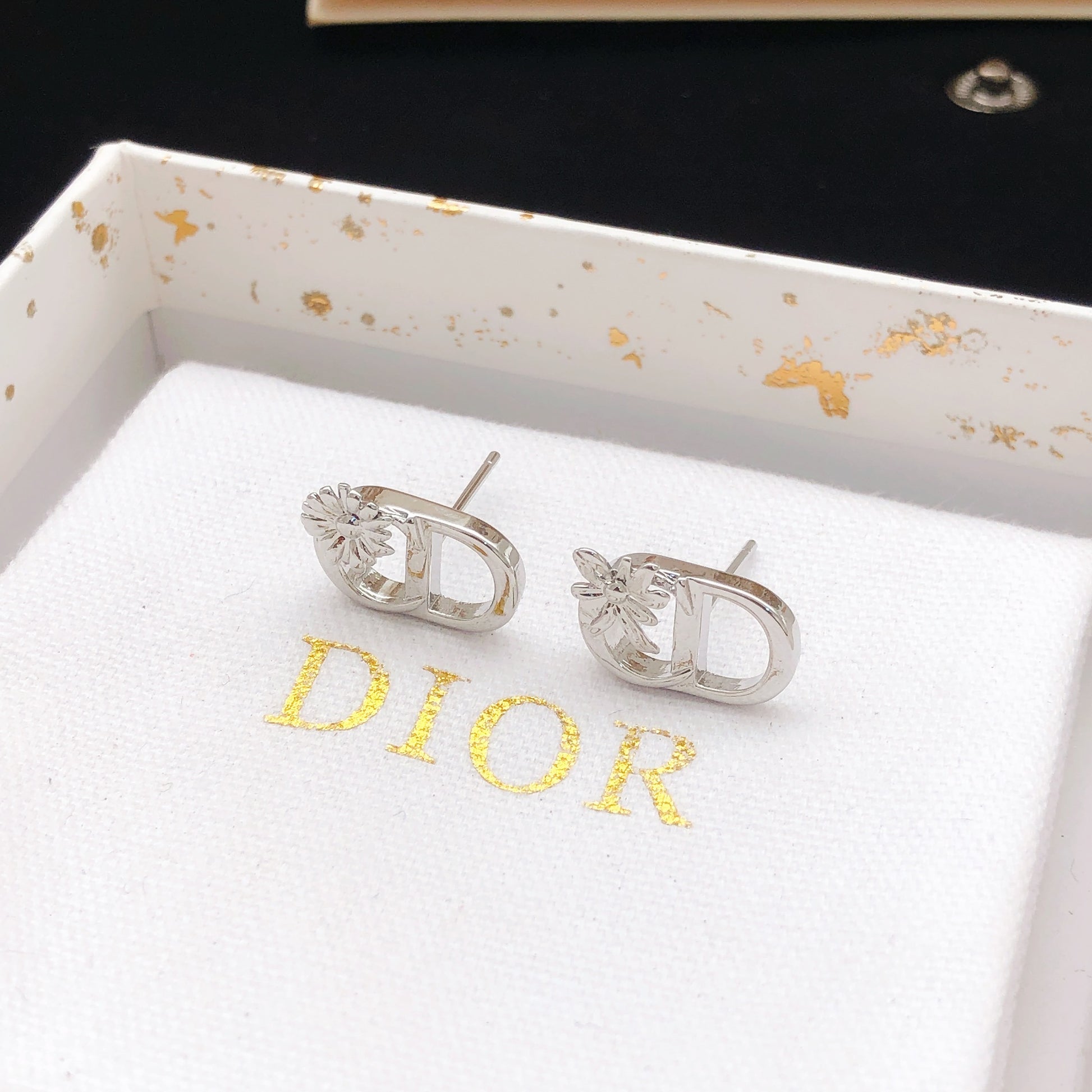 Dior Brass Sunburst Earrings